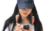 Beautiful girl listening to music and dancing