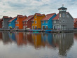 House in many color on waterfront