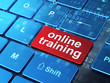 Education concept: Online Training on computer keyboard backgrou