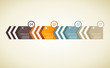 Four colored paper triangles with place for your own text.