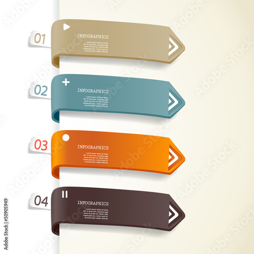 Vector: Four colored paper stripes with place for your own text. Four colored paper stripes with place for your own text.