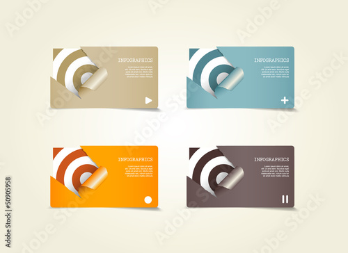 Vector: Four colored paper notes with place for your own text. Four colored paper notes with place for your own text.