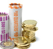Canadian one and two dollars coin roll