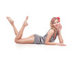 young pinup woman isolated on white
