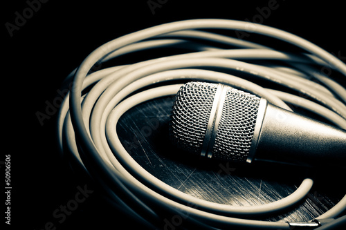 Photo: Microphone and whire Microphone and whire