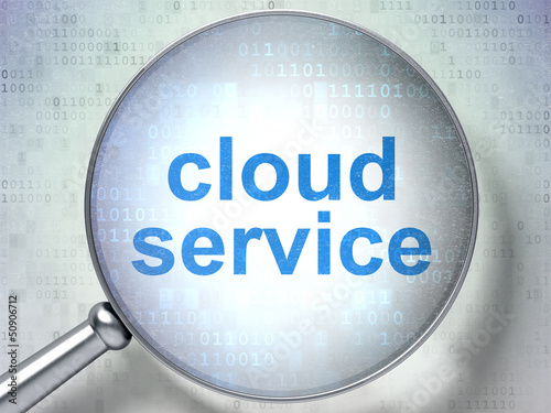 Illustration: Networking concept: Cloud Service with optical glass on digital Networking concept: Cloud Service with optical glass on digital