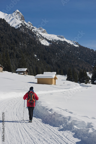 Photo: Hiker on a snowy Trail Hiker on a snowy Trail