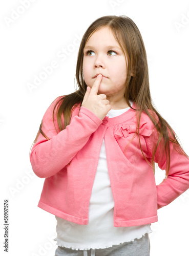 Photo: Little girl is thinking about something Little girl is thinking about something