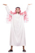 Arab businessman pushing isolated on the white