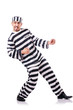 Convict criminal in striped uniform