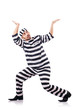 Convict criminal in striped uniform