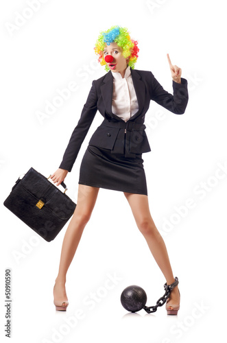 Photo: Woman clown in business suit Woman clown in business suit