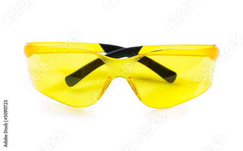 Photo: yellow safety glasses isolated on white yellow safety glasses isolated on white