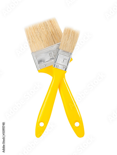 Photo: two yellows paintbrushes two yellows paintbrushes