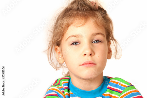Photo: Portrait of thoughtful little girl Portrait of thoughtful little girl