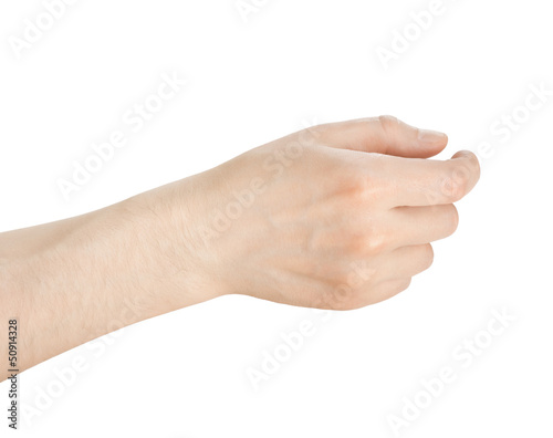 Photo: hand hold something on a white background hand hold something on a white background