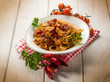 pasta with fish ragout and hot chili pepper