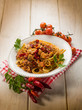 pasta with fish ragout and hot chili pepper
