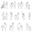 親子のポーズ線画