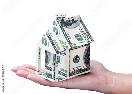 Photo: House made of money in hand House made of money in hand
