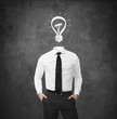 man without head with drawing bulb