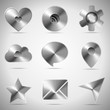 Technology icons with metal texture
