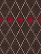 Style Seamless Red Brown Color Knitted Pattern with Heart
