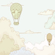 Abstract vector background with balloon and clouds
