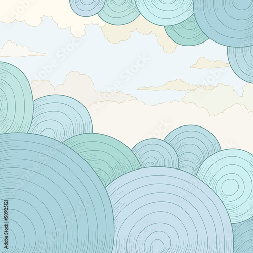 Vector: Abstract vector background with circles and clouds Abstract vector background with circles and clouds
