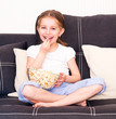little girl watching TV