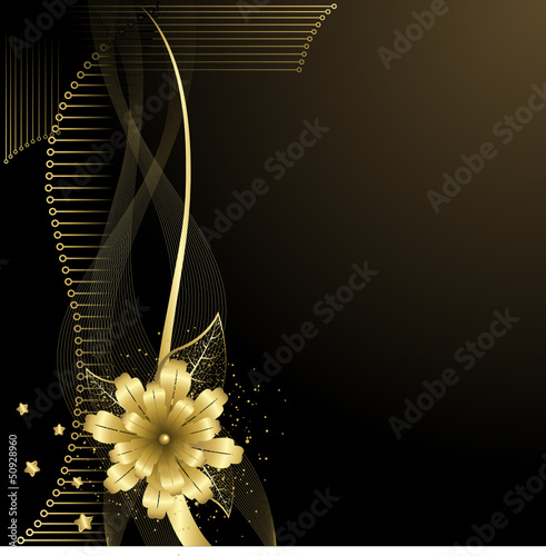 Vector: Black and gold flower background Black and gold flower background
