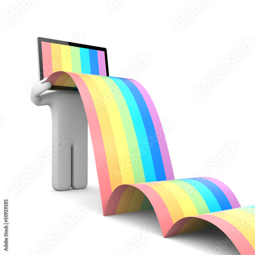 Photo: TV head with rainbow TV head with rainbow