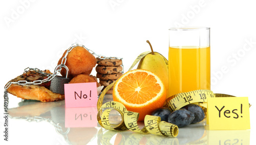 Photo: Useful and harmful food isolated on white Useful and harmful food isolated on white