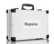 Silvery diplomat (suitcase) isolated on white