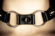 erotic collar with spikes on the neck of the girl