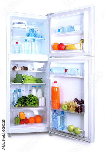 Photo: Open refrigerator with vegetarian food Open refrigerator with vegetarian food