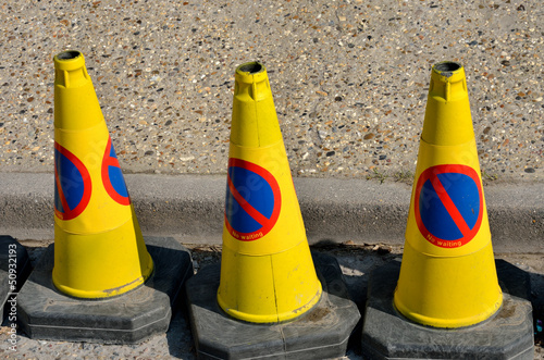 Photo: Three no parking cones Three no parking cones