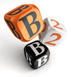 b2b orange black dice blocks
