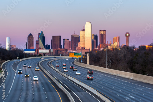Photo: Dallas downtown skyline in the evening Dallas downtown skyline in the evening