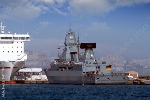 Photo: German frigate tied up in the port of Alicante German frigate tied up in the port of Alicante