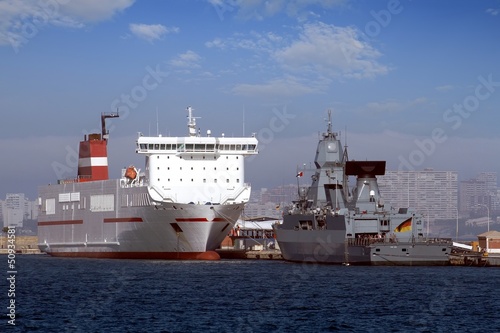 Photo: German frigate tied up in the port of Alicante German frigate tied up in the port of Alicante