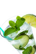 Mojito Cocktail close-up isolated on white