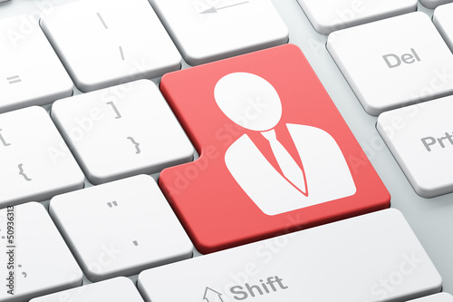 Illustration: News concept: Business Man on computer keyboard background News concept: Business Man on computer keyboard background