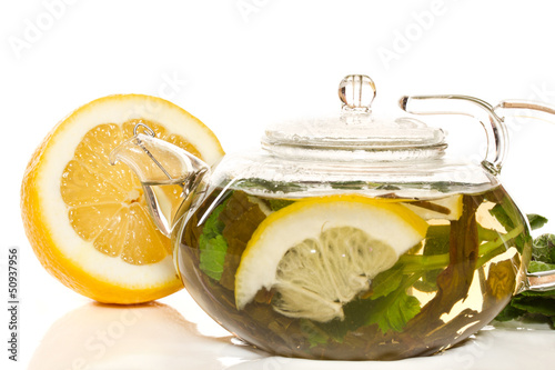 Photo: green tea with mint and ginger green tea with mint and ginger