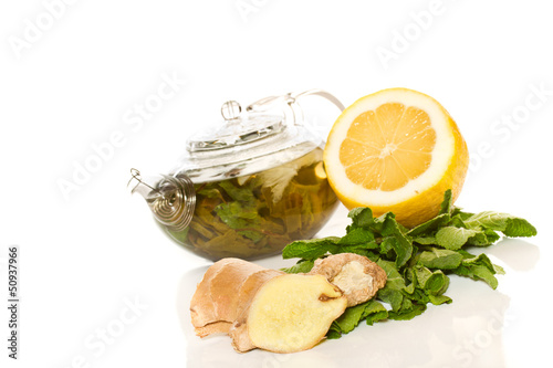 Photo: green tea with mint and ginger green tea with mint and ginger