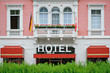 Detail of a cosy and romantic hotel facade