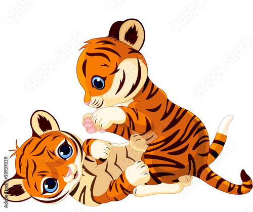 Vector: Cute playful tiger cub Cute playful tiger cub