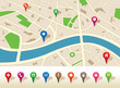 City map with navigation icons