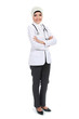 smiling asian medical doctor in scarf