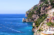 Amalfi Coast with ancient towers near Positano, Italy
